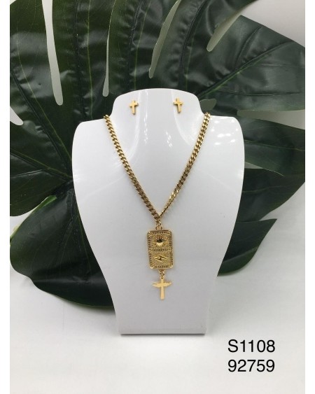 S1108 Conjunto de Collar con Dije Religioso