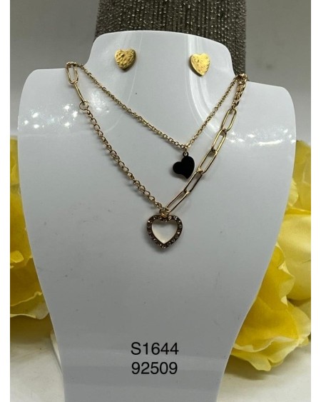 S1644 Conjunto de Collar y Aretes con Corazón