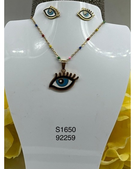 S1650 Conjunto de Collar con Dije de Ojo Turco