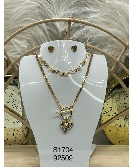 S1704: Set de Collar con Corazón y Cierre Toggle – Diseño Sofisticado